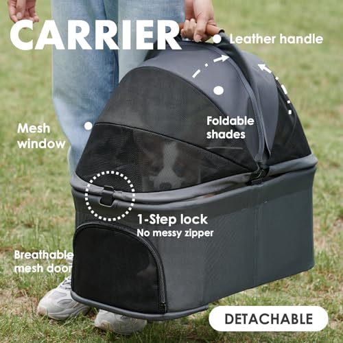 3 in 1 Dog Stroller (Dark Gray / 3 in 1 Small)