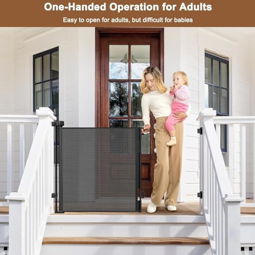 Weatherproof 72" Wide Outdoor Retractable Baby Gates (Black / 35" X 72")