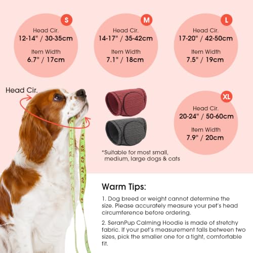 Dog Calming Hood Ear Cover for Anxiety Relief (Red / Large)