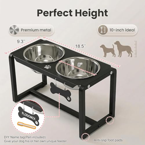 Metal Elevated Dog Bowls (10" | M/L Dogs | 2×58oz Bowls)