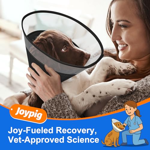 Dog Cone Collar with Soft Liner to Stop Licking (Black / 2XL(Depth: 12.2, Girth: 19-22))