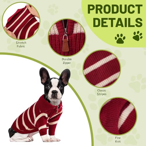 Small Dog Sweater with Zipper (Red Stripe Zip(Order One Size Up) / X-Large)