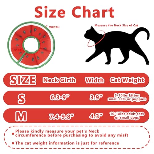 Soft Adjustable Cat Cone Collar (Watermelon / Small)