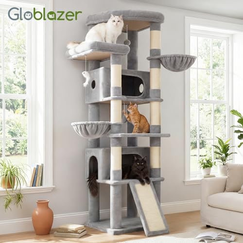 80in Tall Extra Large Heavy Duty Corner Cat Tree Tower (Light Grey)