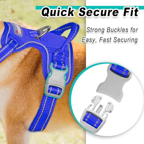 Dog Harness for Medium Sized Dog No Pull Mesh 2 Clips Dog Vest (Medium / Sapphire Blue-Mesh)