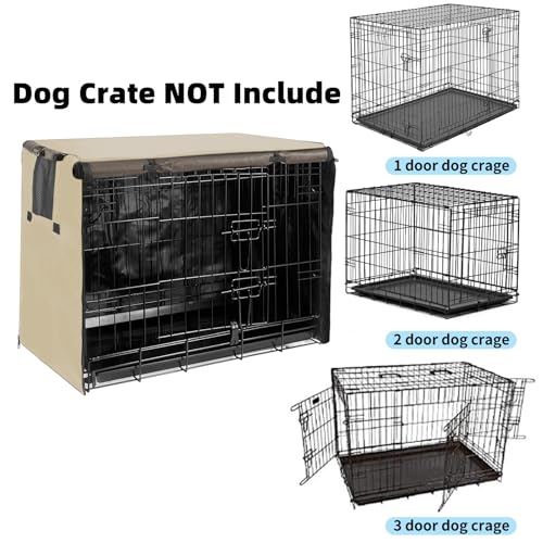 Dog Crate Cover 36 Inch Waterproof 600D Oxford with 1 (36.0"L x 23.0"W x 25.0"H / Khaki Cover(only Cover))