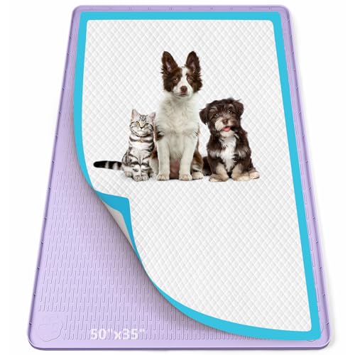 Pee Pad Holder for Dogs 50''x35'' Silicone Puppy Pee Pad Tray (Purple)