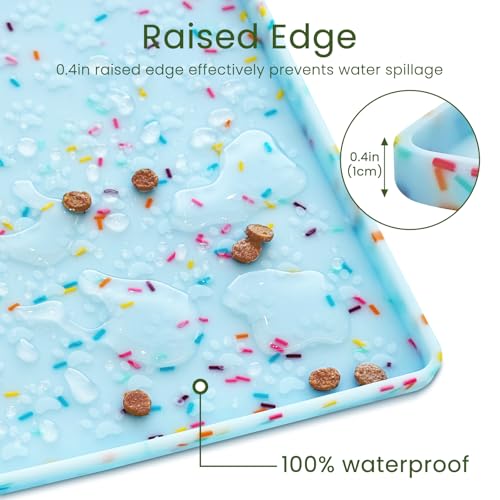2 Pack Dog Food Mat Anti (24.5"L x 16.5"W - 2 Pack / Donut-Blue)