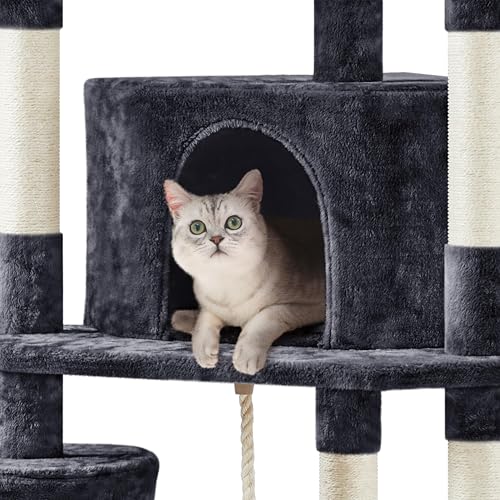 79in Multi Level Cat Tree for Multiple Cats with 9 sisal Posts (Black)