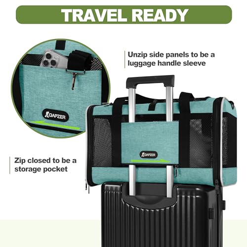 Cat Carrier 18"x11"x11" TSA Approved Ventilated Pet Air Travel Cage (Turquoise / 18.0"L x 11.0"W x 11.0"H)