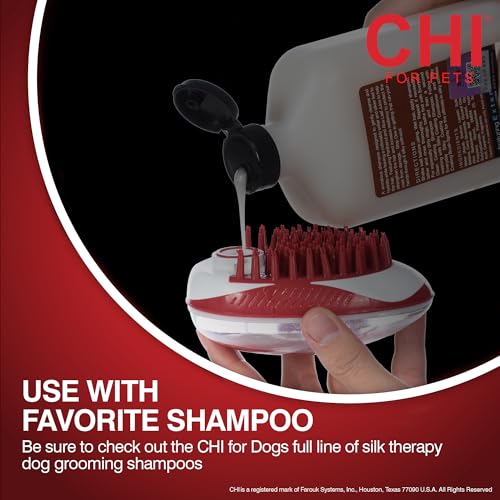 Soap Dispensing Palm Brush for Dog Bathing (Red - Soap Dispensing Palm Brush / 1 Count (Pack of 1))