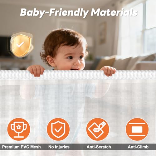 70 Inch Wide Retractable Baby Gate for Doorways (White / 33'' Tall X 70'' Wide)