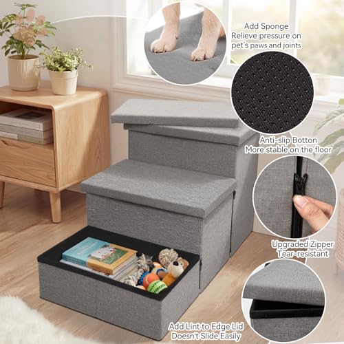 Dog Stairs with Storage (Grey With Condo / 3)