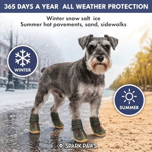 365 Dog Shoes (365 Green Brown / Size 3: 2"x2.36"(W*L) (Pack of 4))