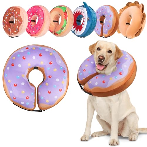 Dog Cone Collar Alternative After Surgery (Purple Donut / M(Neck:13"-16"))