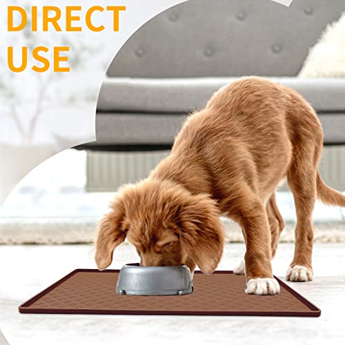 Pet Placemat for Dog and Cat (18"L x 12"W / Brown)