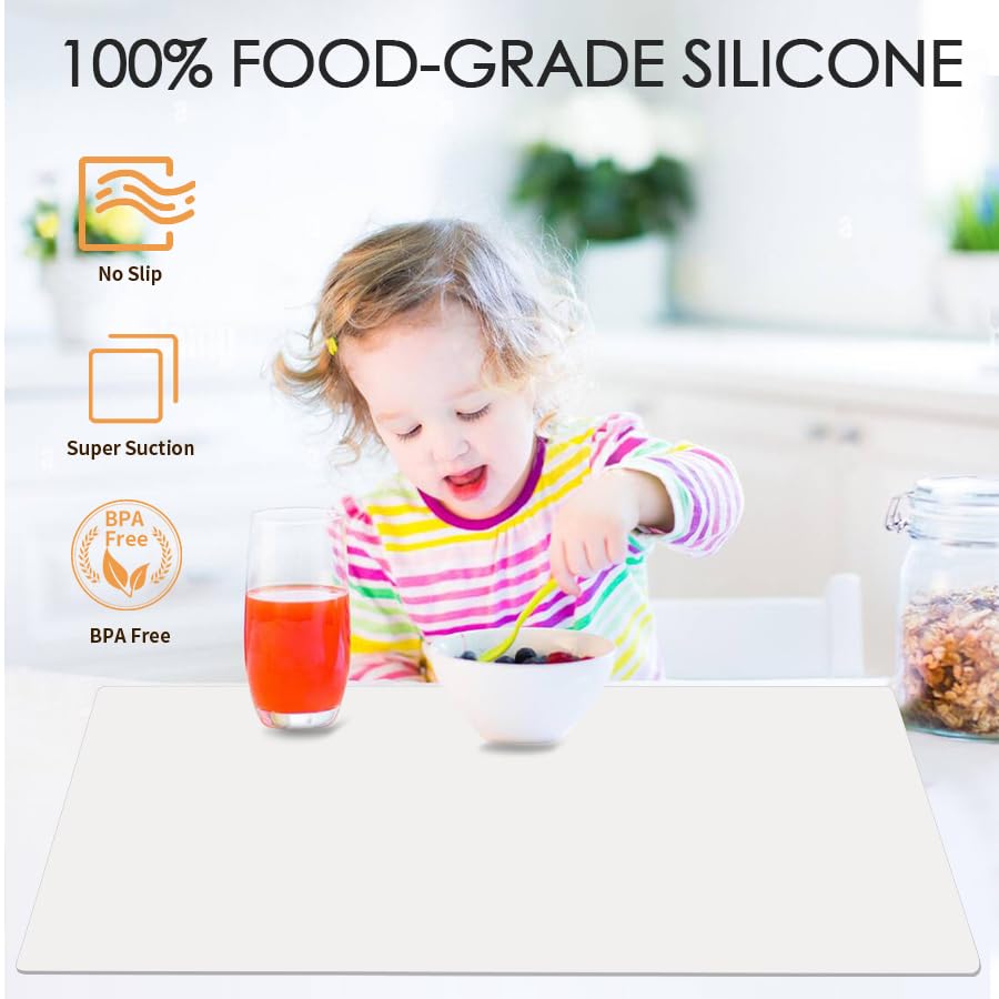 2 Pack Extra Large Silicone Mats for Countertop (04-light Gray / 23.6"L x 15.7"W)