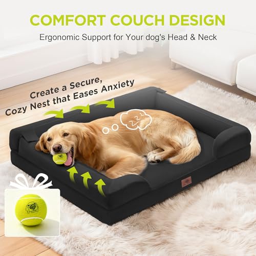 Waterproof Orthopedic Dog Bed for Medium Large Sized Dogs (36 x 27 x 7.5 in / Black)