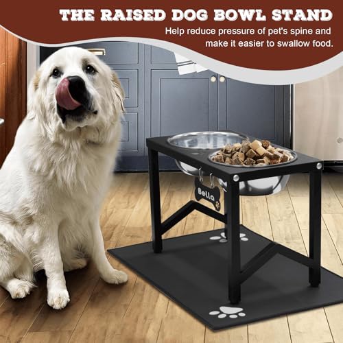 Elevated Dog Bowls (Black-58oz x 2 / Height: 11.8")