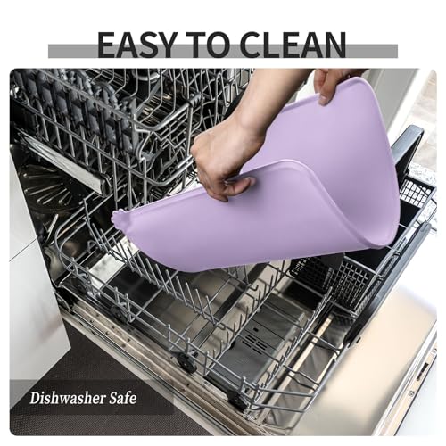 Silicone Pet Feeding Mat (Hibiscus Purple / 24" x 16")