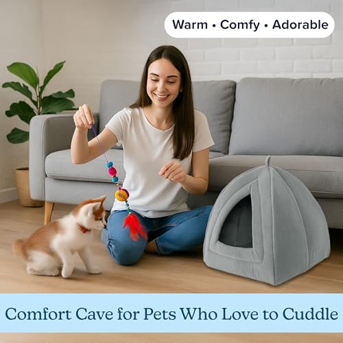 Indoor Cat House with Removable Foam Cushion (Gray)