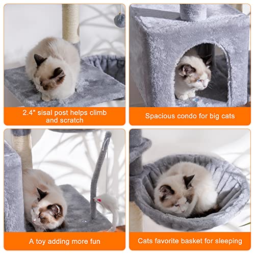 Cat Tree with Toy (50.4 inch / Light Gray)