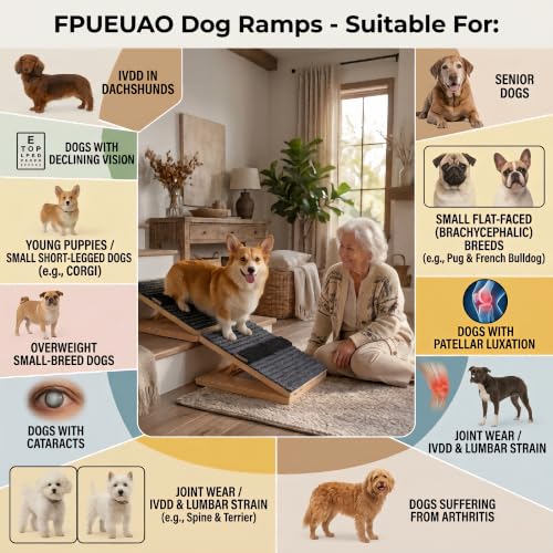 6 Pack Wooden Adjustable Dog Stairs Ramps