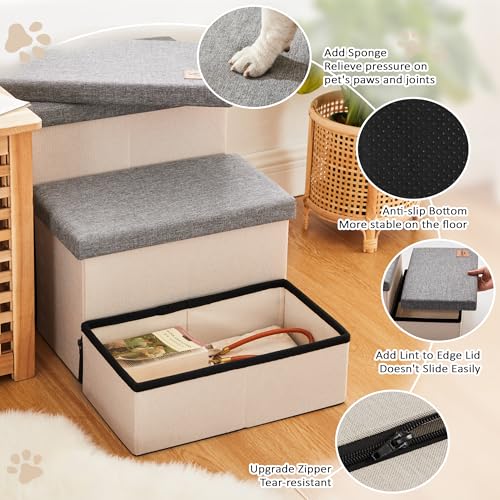 Dog Stairs for High Bed (Light Grey / 29.5" X 17" X 17.7" H)