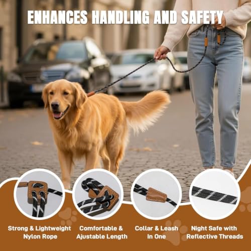 No Pull Dog Slip Lead Leash & Collar Harness 3 (Black)