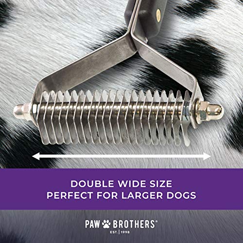 Paw Brothers 20 Blade Medium Double WideDematting Undercoat Rake for Dogs and Cats (20 Blade Medium)