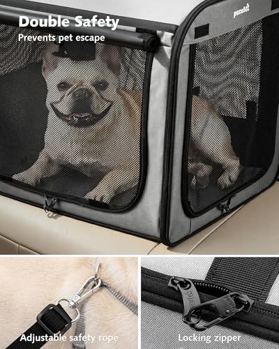 Dog Car Carrier Light Weight 24×17.7×20.5in (Gray / 24.0"L x 17.7"W x 20.5"H)