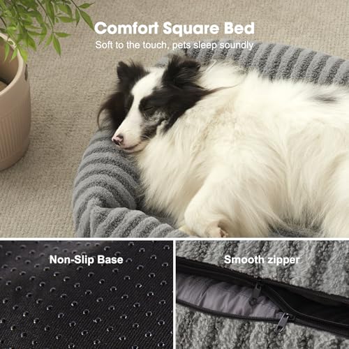 Dog Beds for Small Dogs Cats (Grey / S(20"Lx19"Wx6"Th))
