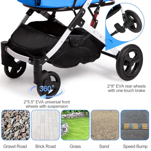 Pet Stroller for Small Dogs and Cats (Blue)