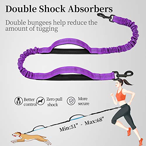 Hands Free Dog Leash with Zipper Pouch (Purple / Large)