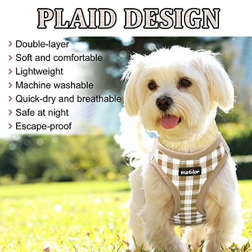 Dog Harness Step (Beige Checkered / Small (Chest 11.5''-14'', Weight 8-11 lb))
