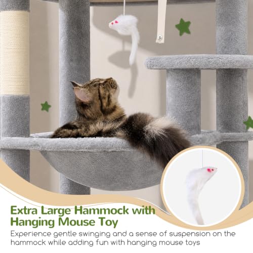 F70 Pro Heavy Duty Cat Tree Tower for Indoor Cats Large Adult (70inch / Light Grey)