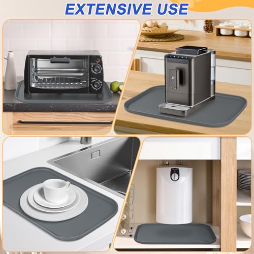 Waterproof Silicone Pet Food Mat with Raised Edge for Dog & Cat (Dark Grey / 22"L x 14"W)
