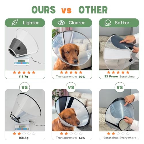 Dog Cone Collar with Soft Liner to Stop Licking (Light Black / XL(Depth: 11.0, Girth: 16-19.5))