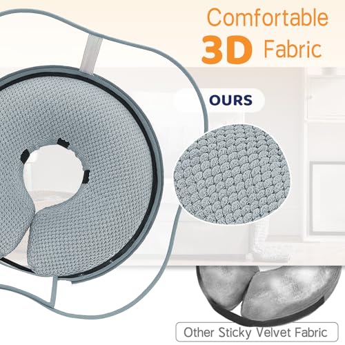 Raised Inflatable Dog Cone Alternative Collars for After Surgery (Grey / S(Neck 7"-9.5"))