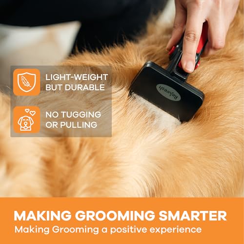 Deshedding Dog Brush for Long Hair (Medium / red)