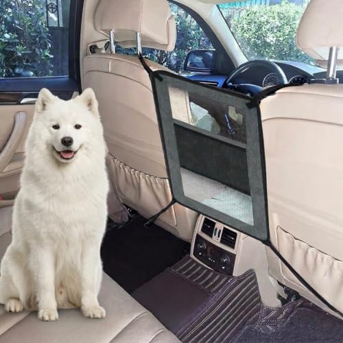 Universal Dog Car Net Barrier Divider with Storage Net Pocket (Grey)