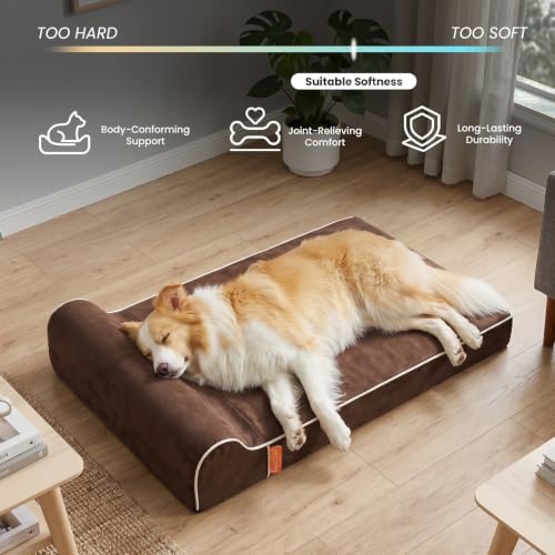 Orthopedic Memory Foam Extra Large Dog Bed with Pillow and Durable Water Proof Liner & Removable Washable Cover & Smart Design (40.0"L x 25.0"W x 5.5"Th / Chocolate)