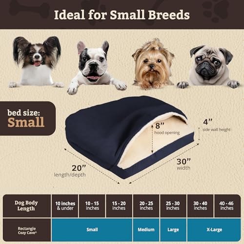 Rectangle Cozy Cave Dog Bed (Navy / Small)