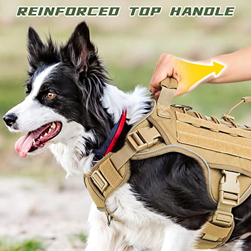 Tactical Dog Harness for Medium Dogs (Khaqi / Medium: 30-50 lbs (Chest:24-28",Neck:17-19"))