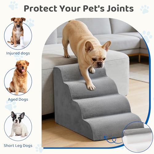 Dog Stairs for Small Dogs and Cats (Grey / Round-19.69"H)