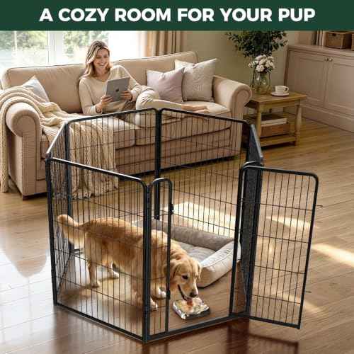 Homeplus Indoor Dog Playpen with Lick Mat (Black / 40"H)