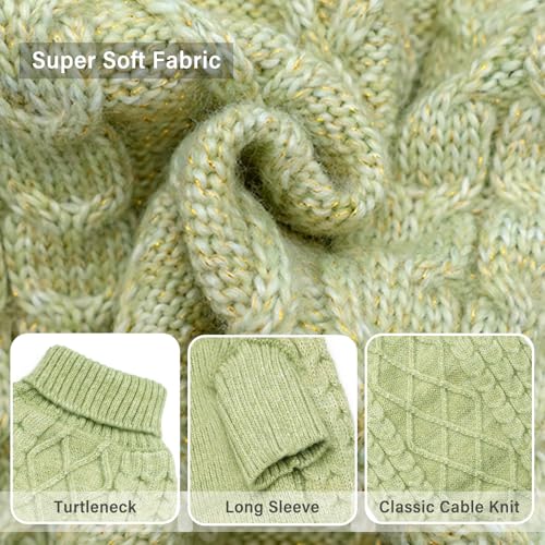 Dog Sweater for Small Dogs Turtleneck Thick Knit with Sleeves (Medium (12-19lbs) / 10# Green)