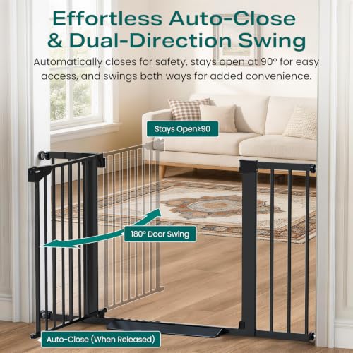 30 46" Baby Gate for Stairs (Black / 30"-46" W x 30.5" H)