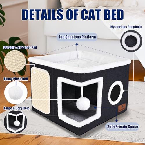 Cat Beds for Indoor Cats (Dark Grey / Single)