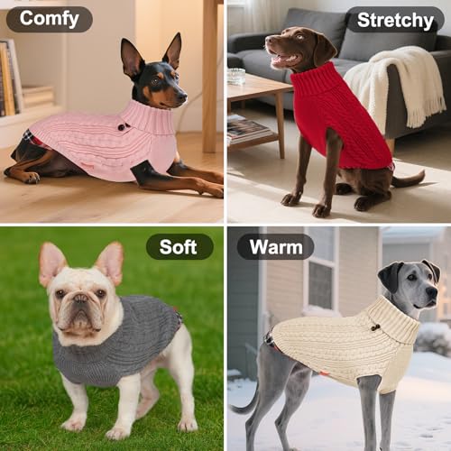 Dog Sweater for Small Dogs Turtleneck Thick Knit Pullover (Large (13-19lbs) / 6# Blue)